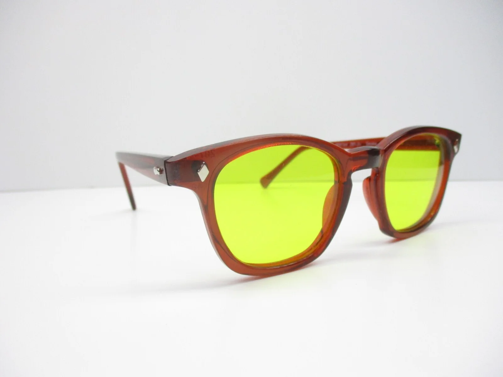 Eyeglasses 60s Style Horn Rim Hipster Driver Custom Red Yellow 46 Hoya Small 3