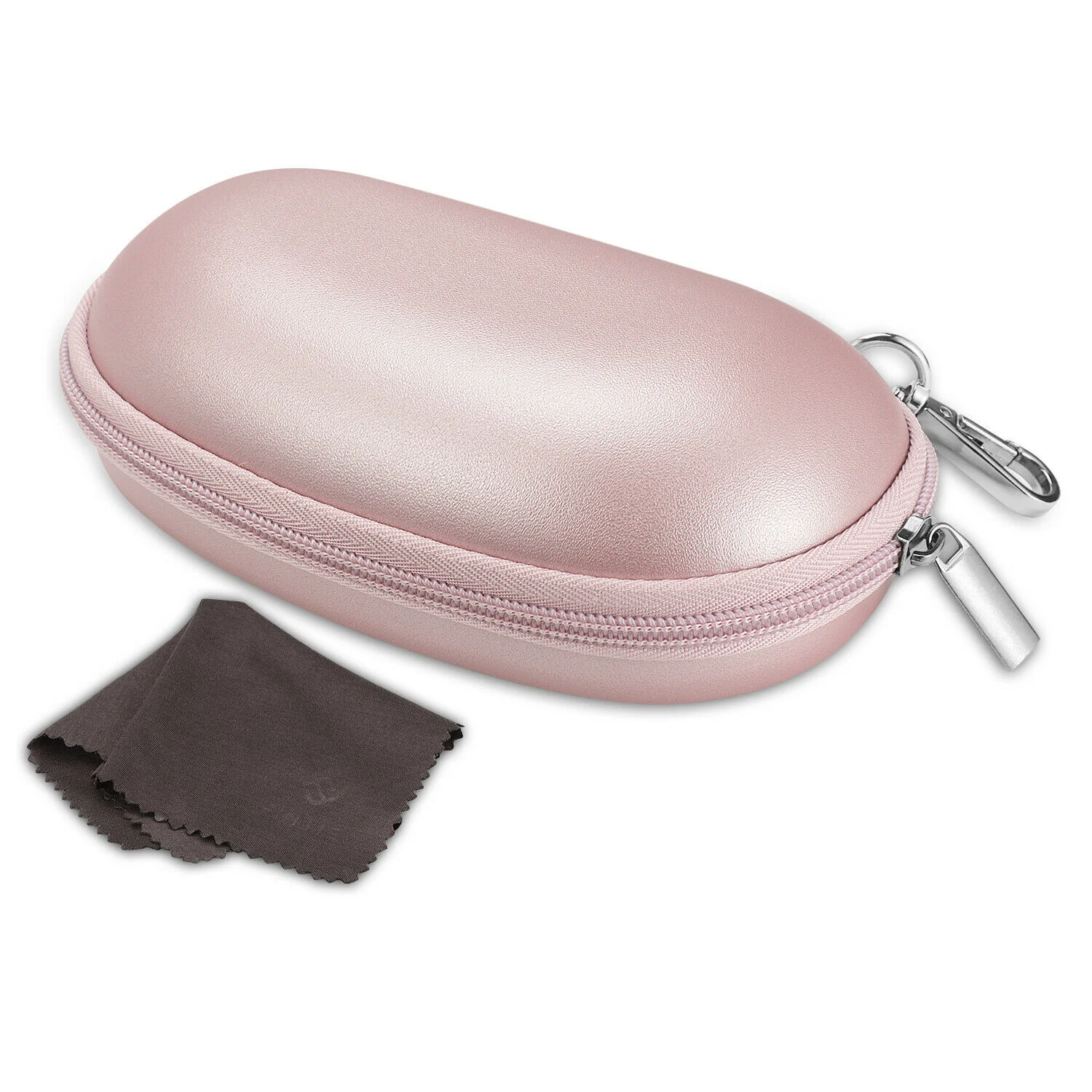 Eyeglasses Case Hard Shell Shockproof Glasses Case Travel Zipper with Carabiner