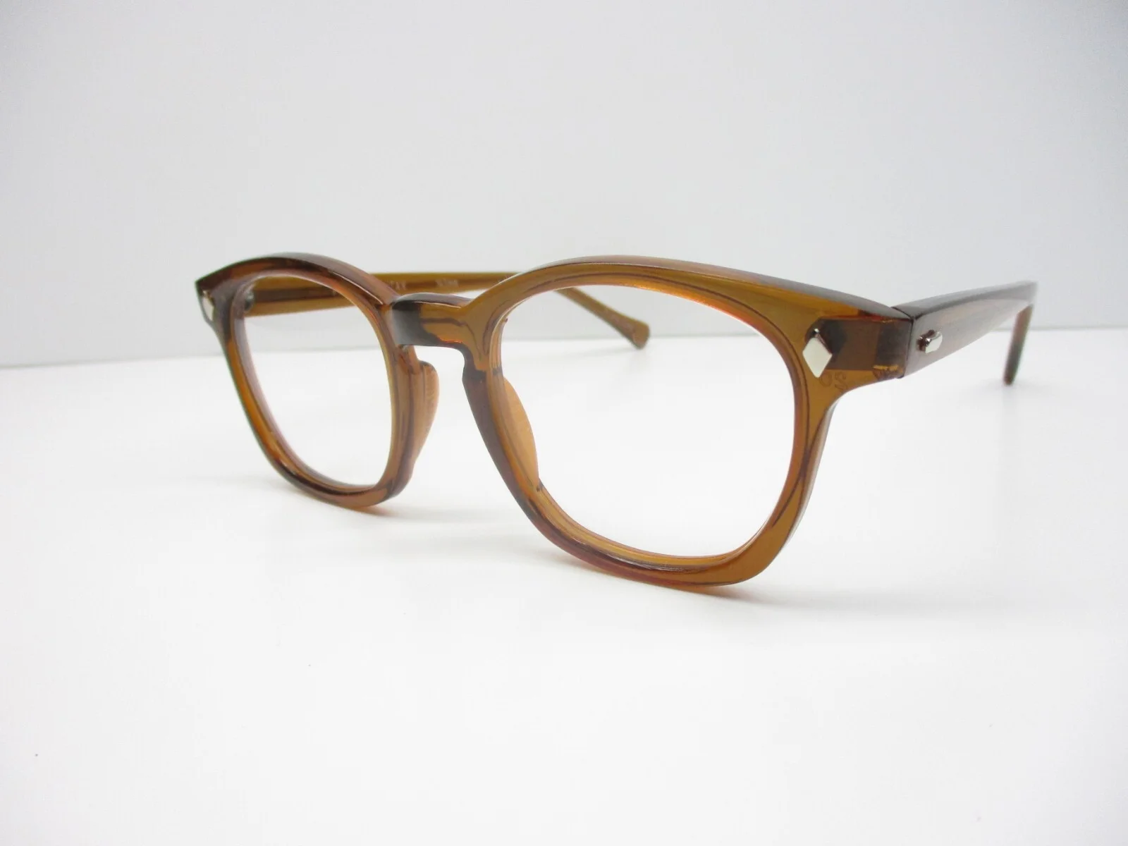 Eyeglasses Classic Vintage Style Horn Rim Custom Honey Clear 46 Hoya Small