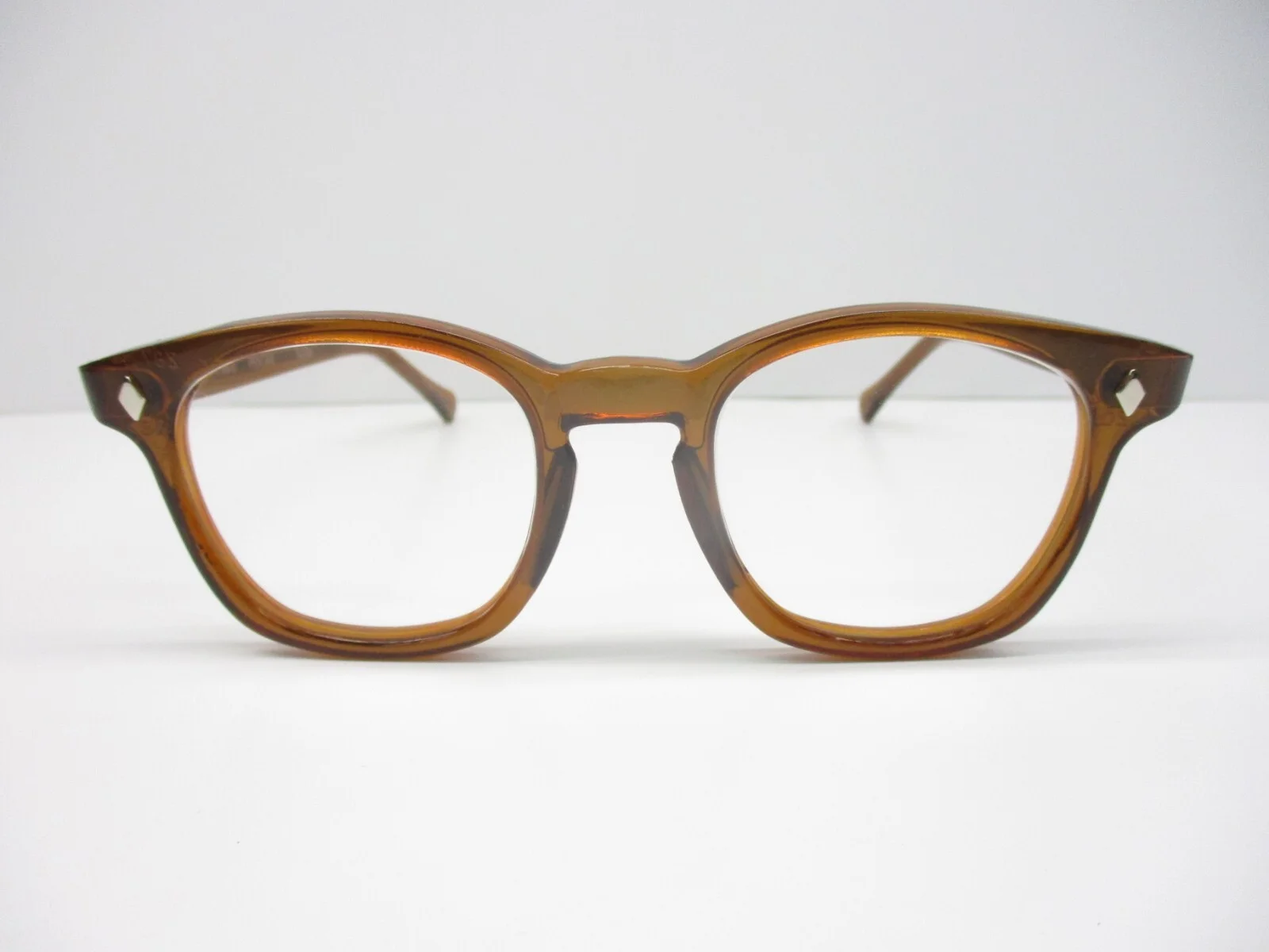Eyeglasses Classic Vintage Style Horn Rim Custom Honey Clear 46 Hoya Small 2