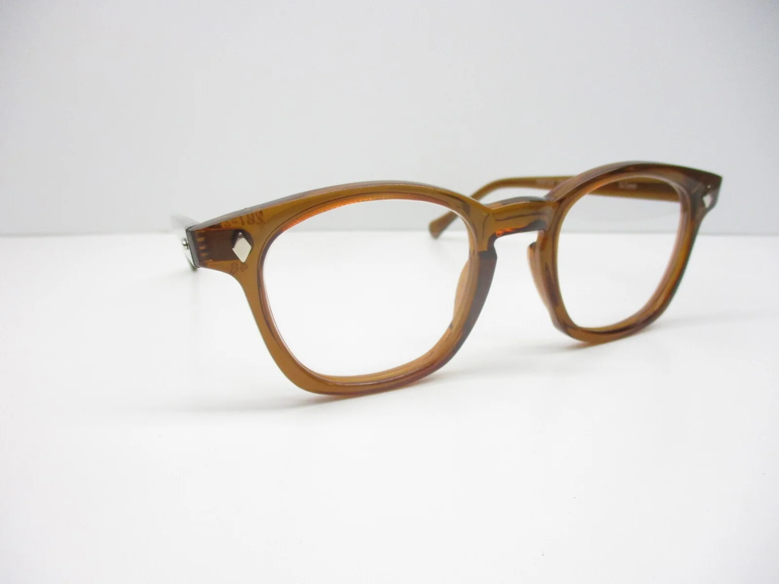 Eyeglasses Classic Vintage Style Horn Rim Custom Honey Clear 46 Hoya Small 3