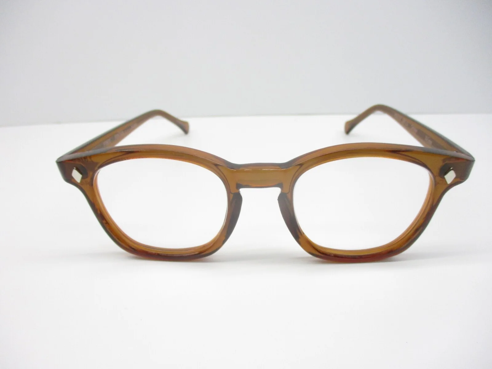 Eyeglasses Classic Vintage Style Horn Rim Custom Honey Clear 46 Hoya Small 4