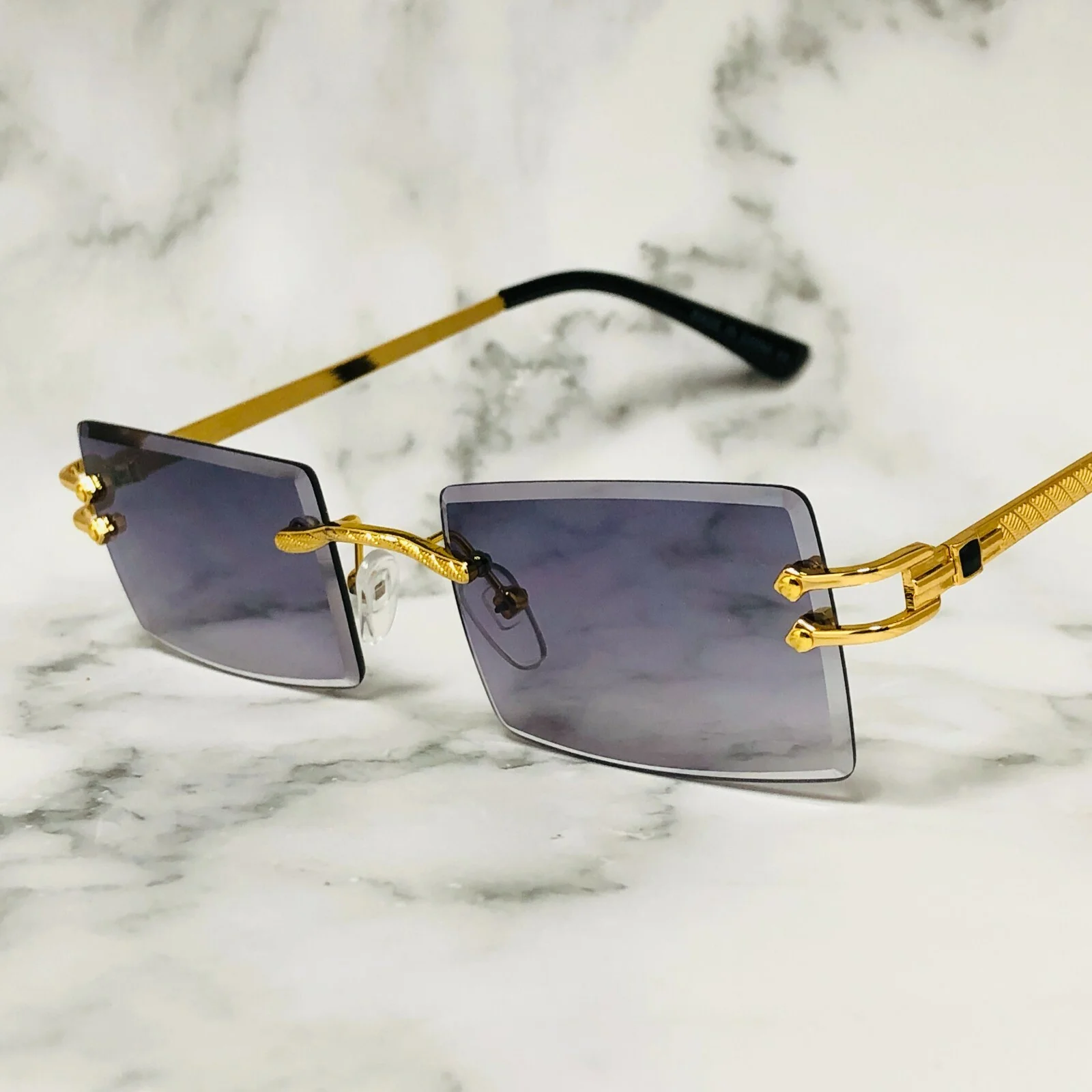 Eyeglasses Clear Lens Square Silver Rimless Men Women Glasses Eye Wear Shades 2