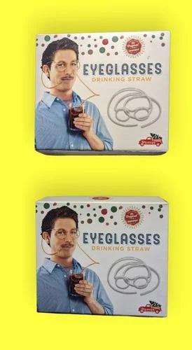 EYEGLASSES DRINKING STRAW Novelty Gag Gift Prank Party Fun Crazy Goofy LOT OF 2