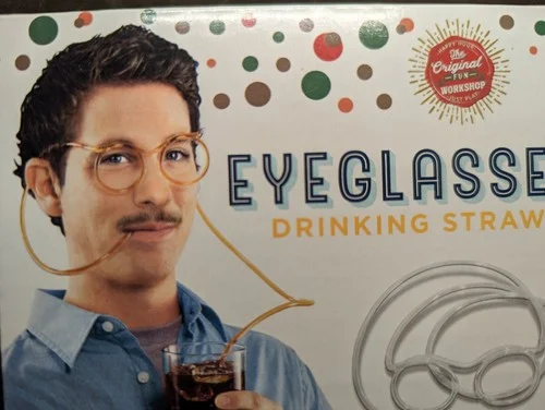 EYEGLASSES DRINKING STRAW Novelty Gag Gift Prank Party Fun Crazy Goofy LOT OF 2 3