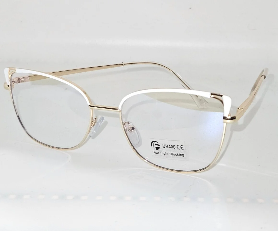 Eyeglasses Frames Women New With Block Blue Light. White and Gold 4