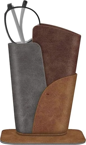 Eyeglasses Holder Anti-scratch Premium Vegan Leather Glasses Stand Case for Desk 2