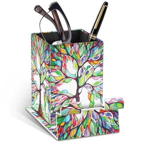 Eyeglasses Makeup Brushes Holder w/ Magnetic Base Phone Stand Desktop Organizer 3