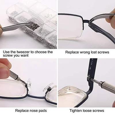 Eyeglasses Repair Kit Eyeglass Screws Nose Pads Set for Eyeglass Watch Repair 3