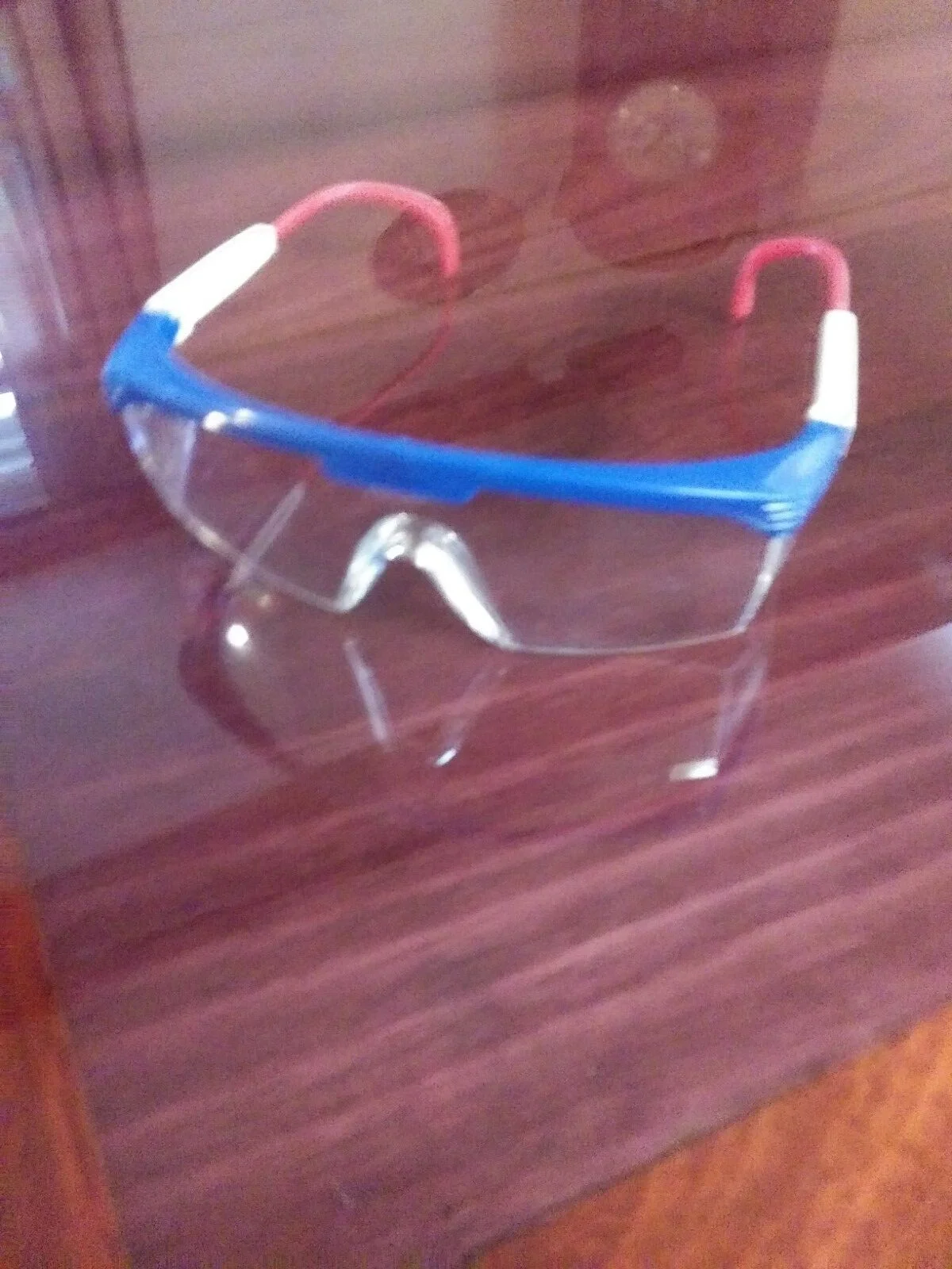 eyeglasses Vector Saftey glasses plastic adjustable temples red white and blue