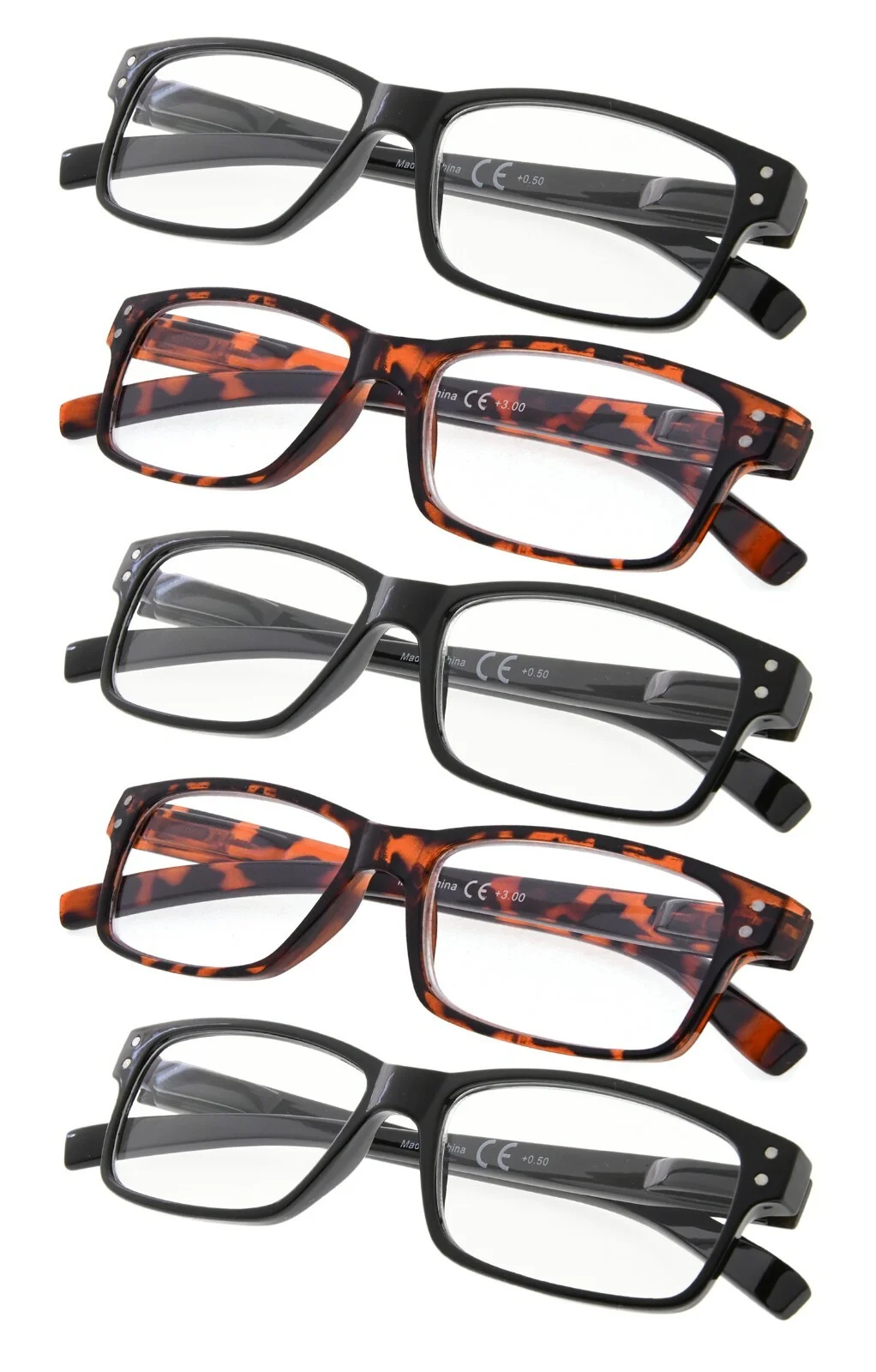 EyeKepper 5 Pack Reading Glasses Spring Hinge Readers Eyeglasses For Men Women