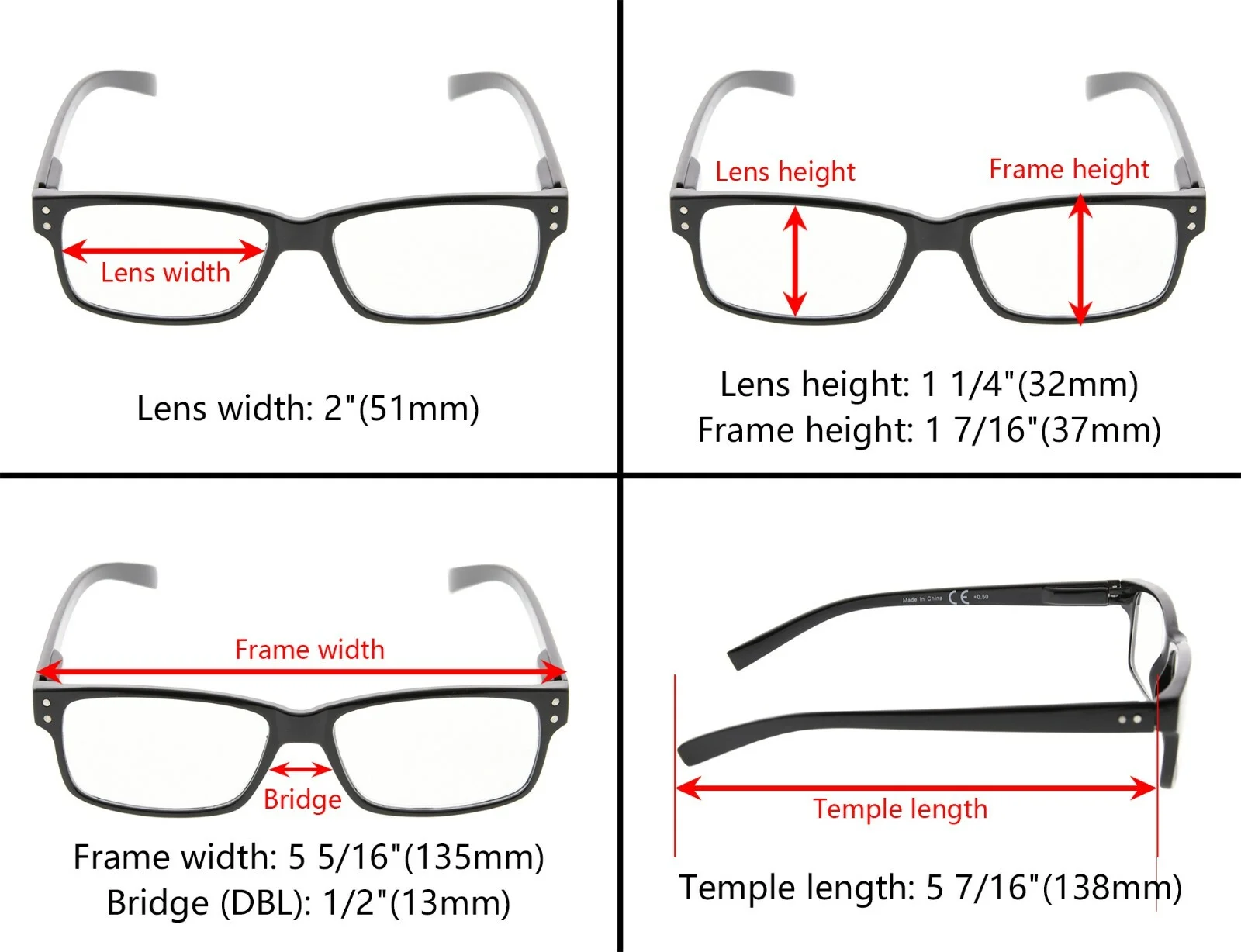 EyeKepper 5 Pack Reading Glasses Spring Hinge Readers Eyeglasses For Men Women 4