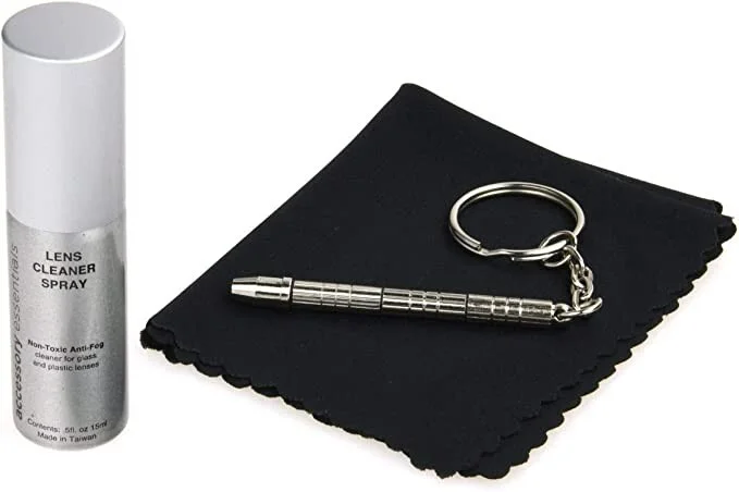 EYEWEAR CARE CLEAN & REPAIR KIT with Dual SCREWDRIVER KEY CHAIN SET