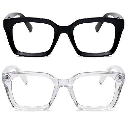 EYLRIM Classic Thick Square Frame Clear Lens Glasses for Women Men Non Prescription Eyeglasses(A6 Tortoise) 2