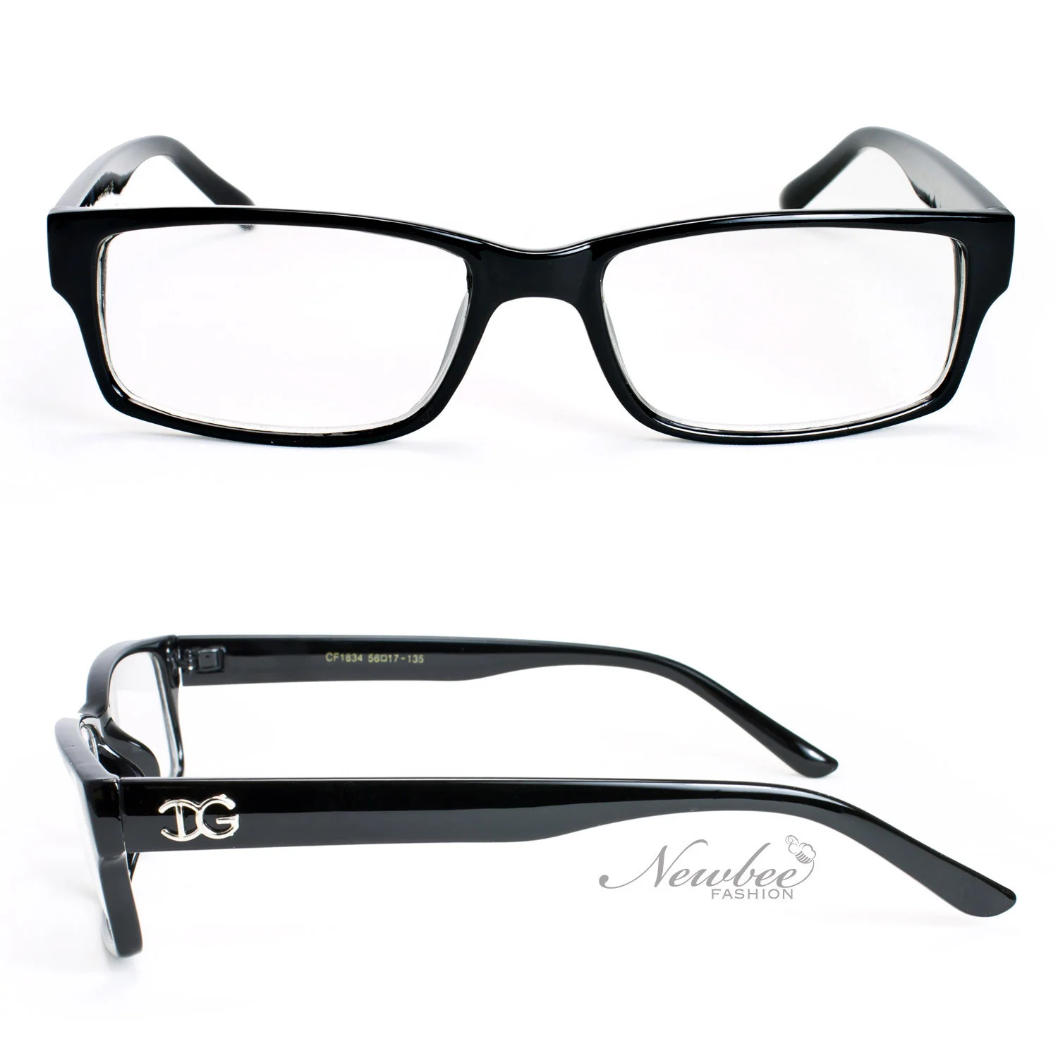 Fashion Black Clear Lens Glasses Rectangle Clear Lens Eyeglasses for Men Women 3