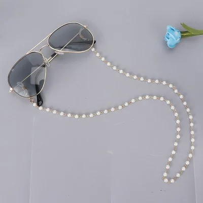 Fashion Eyeglasses Chain Imitation Pearl Beaded for Women Trendy Metal Bead Chain Anti-Falling Glasses Eyeglasses Cord Necklace 3
