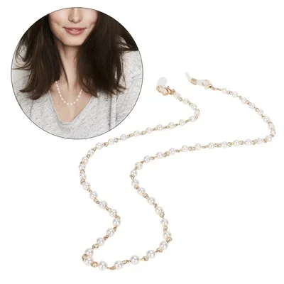 Fashion Eyeglasses Chain Imitation Pearl Beaded for Women Trendy Metal Bead Chain Anti-Falling Glasses Eyeglasses Cord Necklace 4