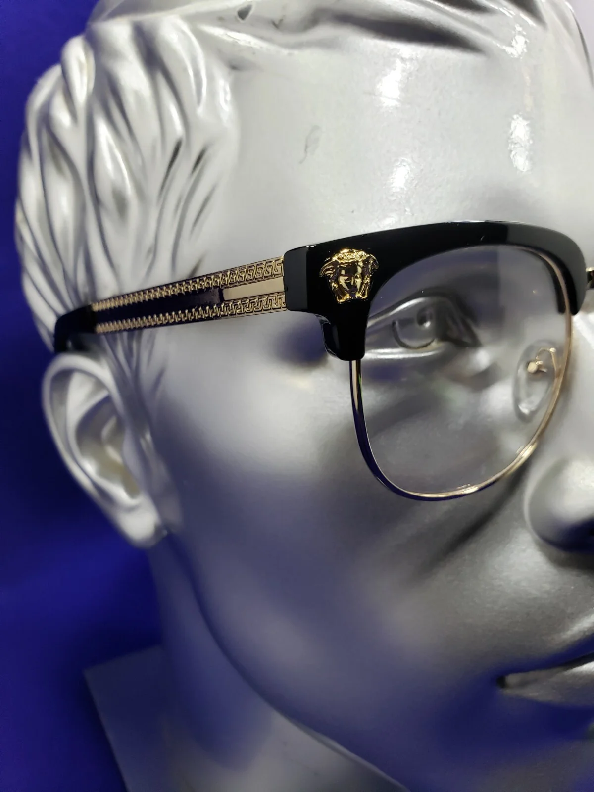 FASHION EYEWEAR RETRO STYLE EYEGLASSES BLACK -GOLD HALF RIM FRAME