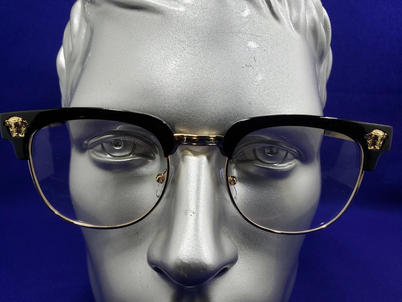FASHION EYEWEAR RETRO STYLE EYEGLASSES BLACK -GOLD HALF RIM FRAME 2