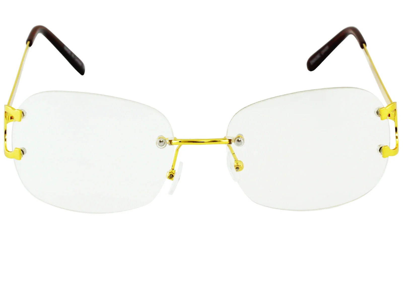 Fashion Rimless Metal Buffs Designer Eyeglasses Square Gold Clear Lens Glasses 3