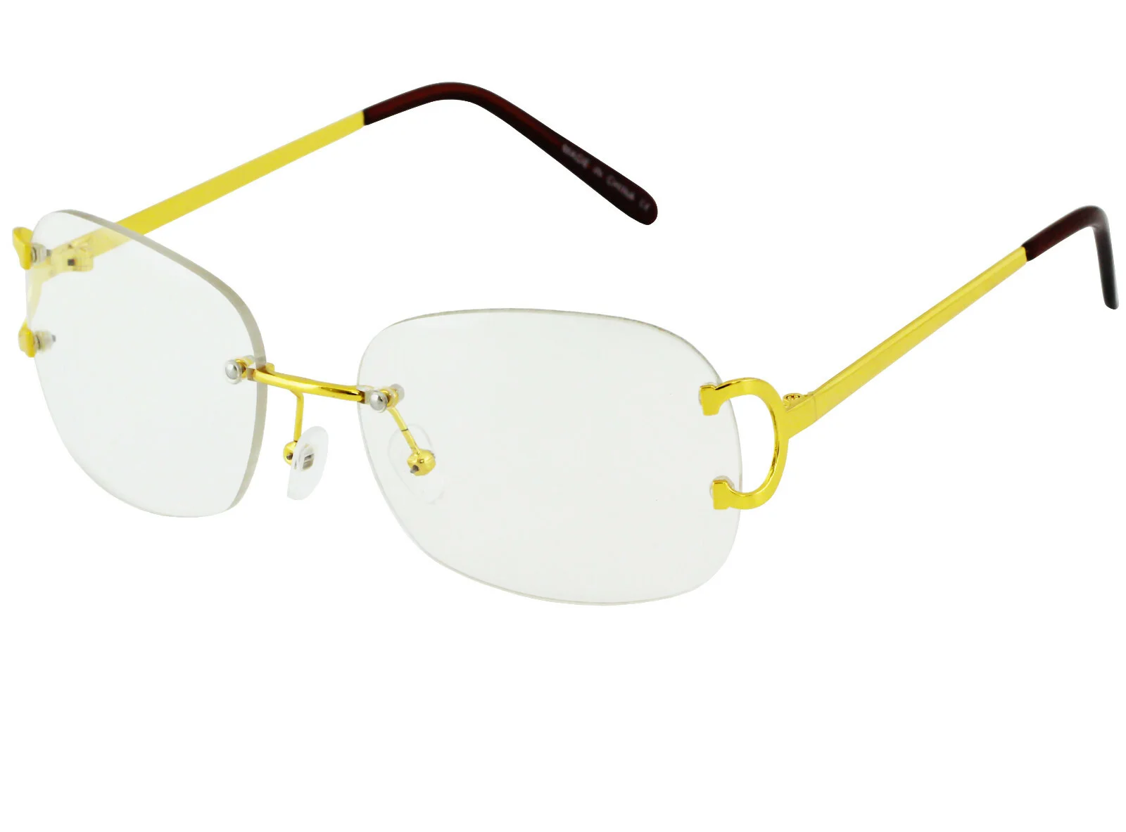 Fashion Rimless Metal Buffs Designer Eyeglasses Square Gold Clear Lens Glasses 4