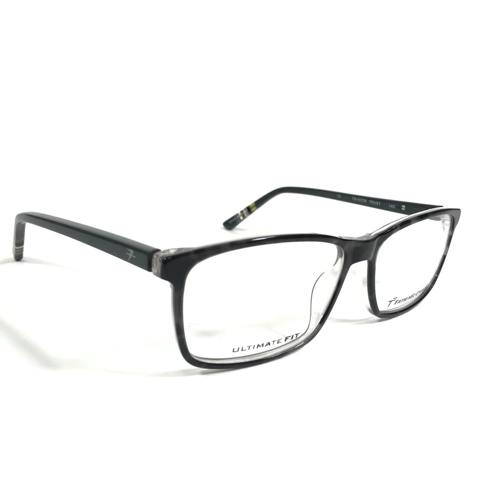 Fatheadz FB-00236 TRUST Eyeglasses Frames Black Grey Rectangular 59-16-145 2