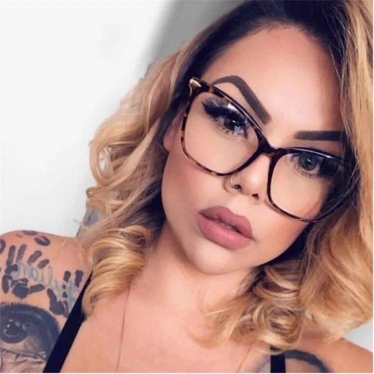 FEARLESS Women Eyeglasses CAT EYE Clear Lens Shadz Metal ARMS GAFAS Oversized 3