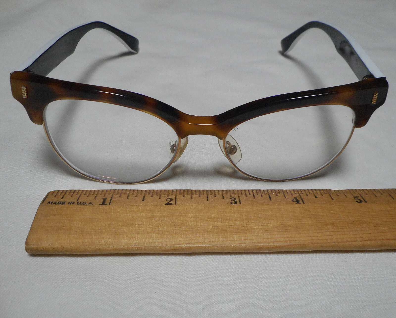 Fendi Eyeglasses FF0163 UEI Tortoise Black White Metal Trim Womens Cat Eye Frame 2