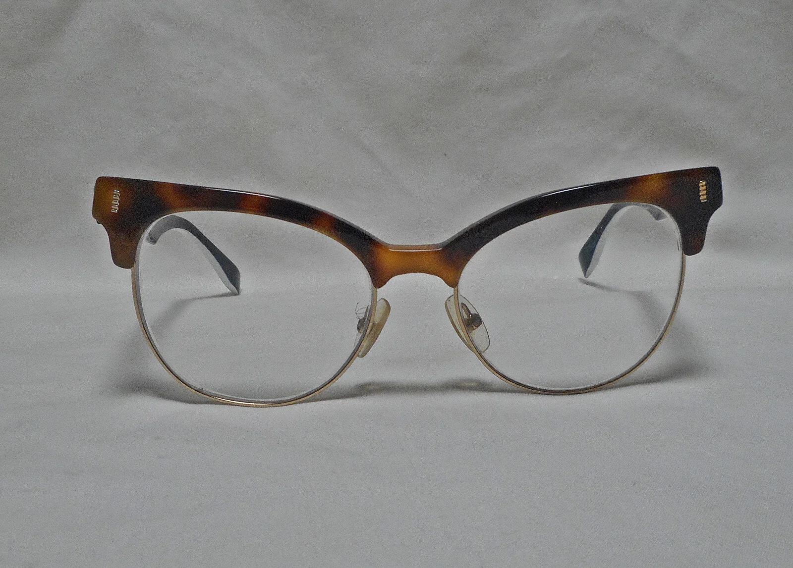 Fendi Eyeglasses FF0163 UEI Tortoise Black White Metal Trim Womens Cat Eye Frame 3