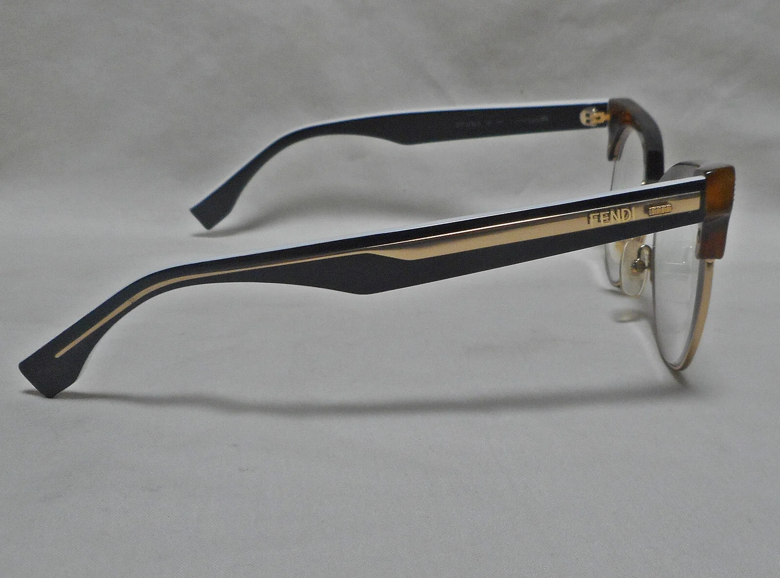 Fendi Eyeglasses FF0163 UEI Tortoise Black White Metal Trim Womens Cat Eye Frame 4