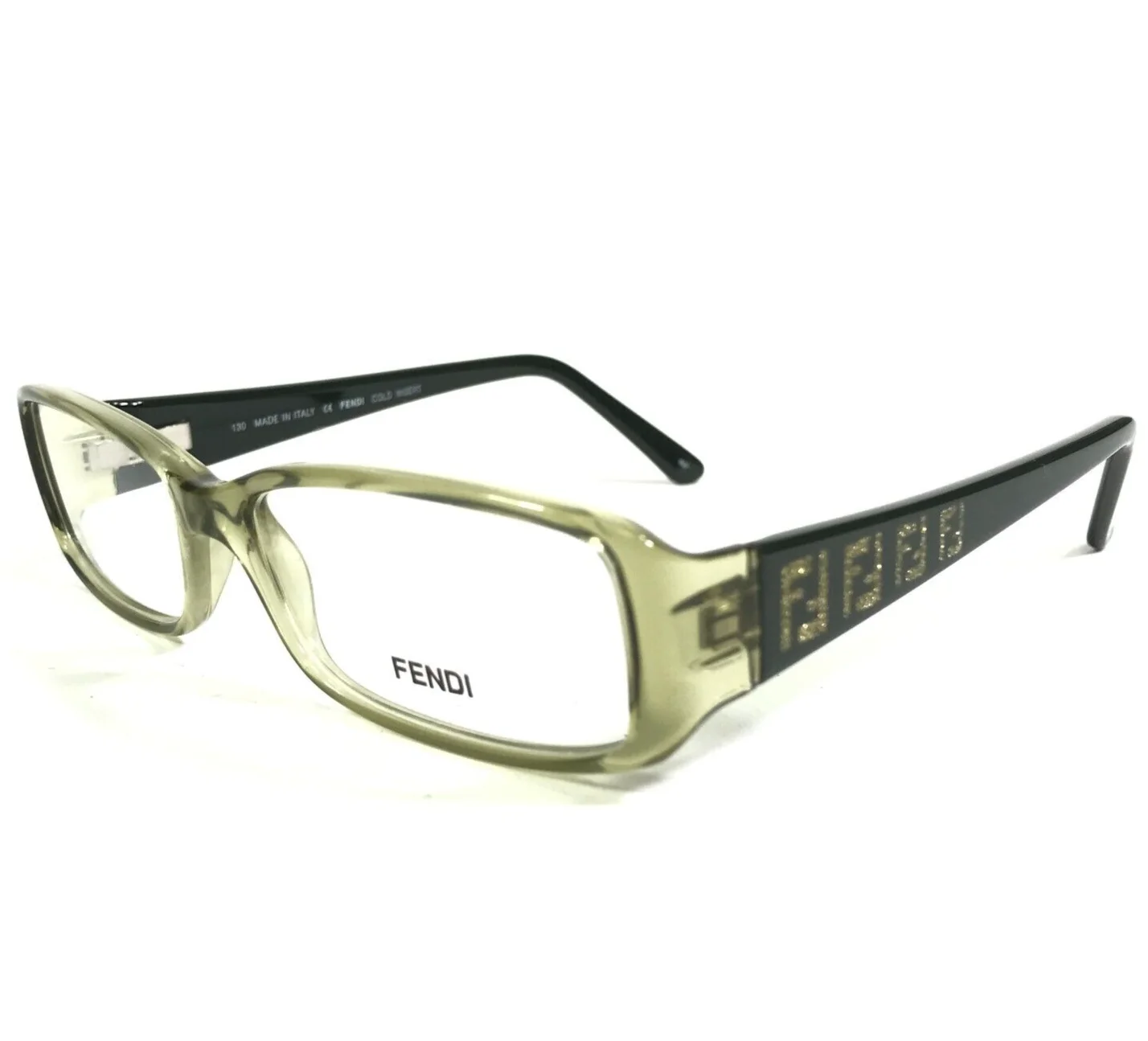 Fendi Eyeglasses Frames F893 317 Green Rectangular Glitter Logos 51-14-130
