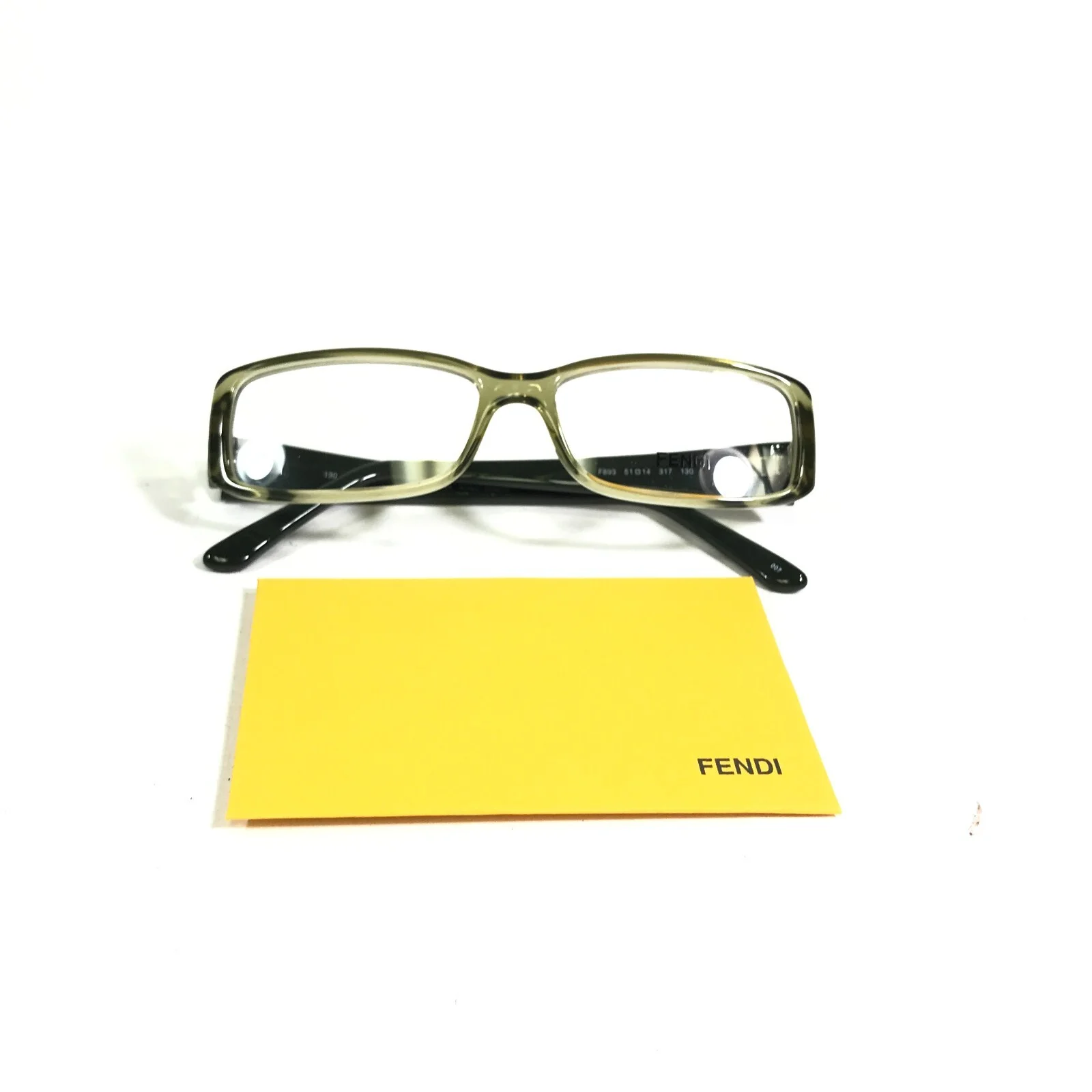 Fendi Eyeglasses Frames F893 317 Green Rectangular Glitter Logos 51-14-130 2