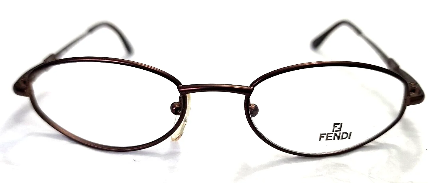 Fendi F544 Small Brown Metal Oval Eyeglasses Frames 48-18 135 Italy New 2