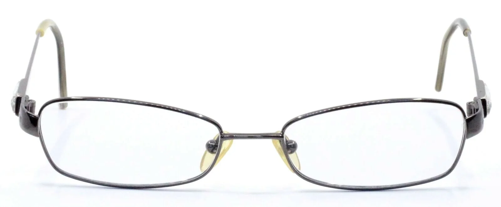 FENDI F769R 030 Gunmetal Jeweled Rectangle Italy Eyeglasses 52-17-130 PRE-OWNED 2