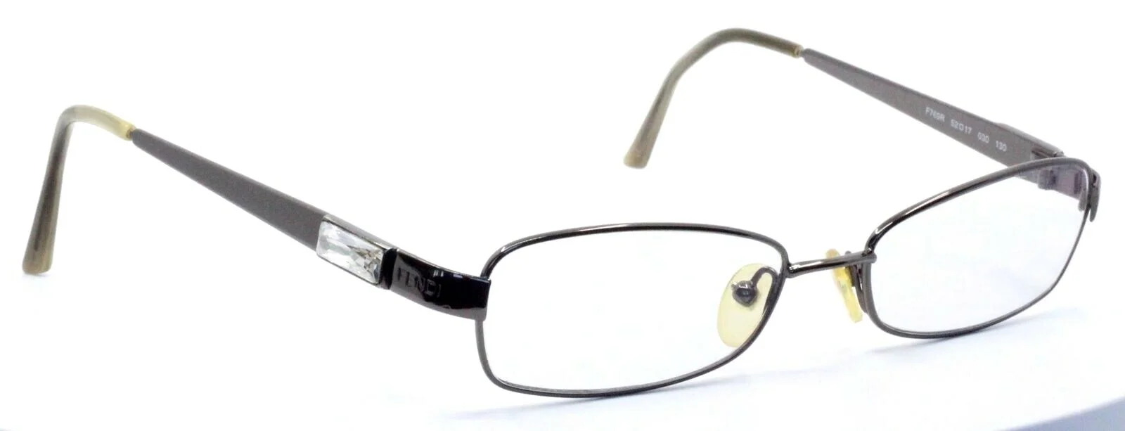 FENDI F769R 030 Gunmetal Jeweled Rectangle Italy Eyeglasses 52-17-130 PRE-OWNED 3