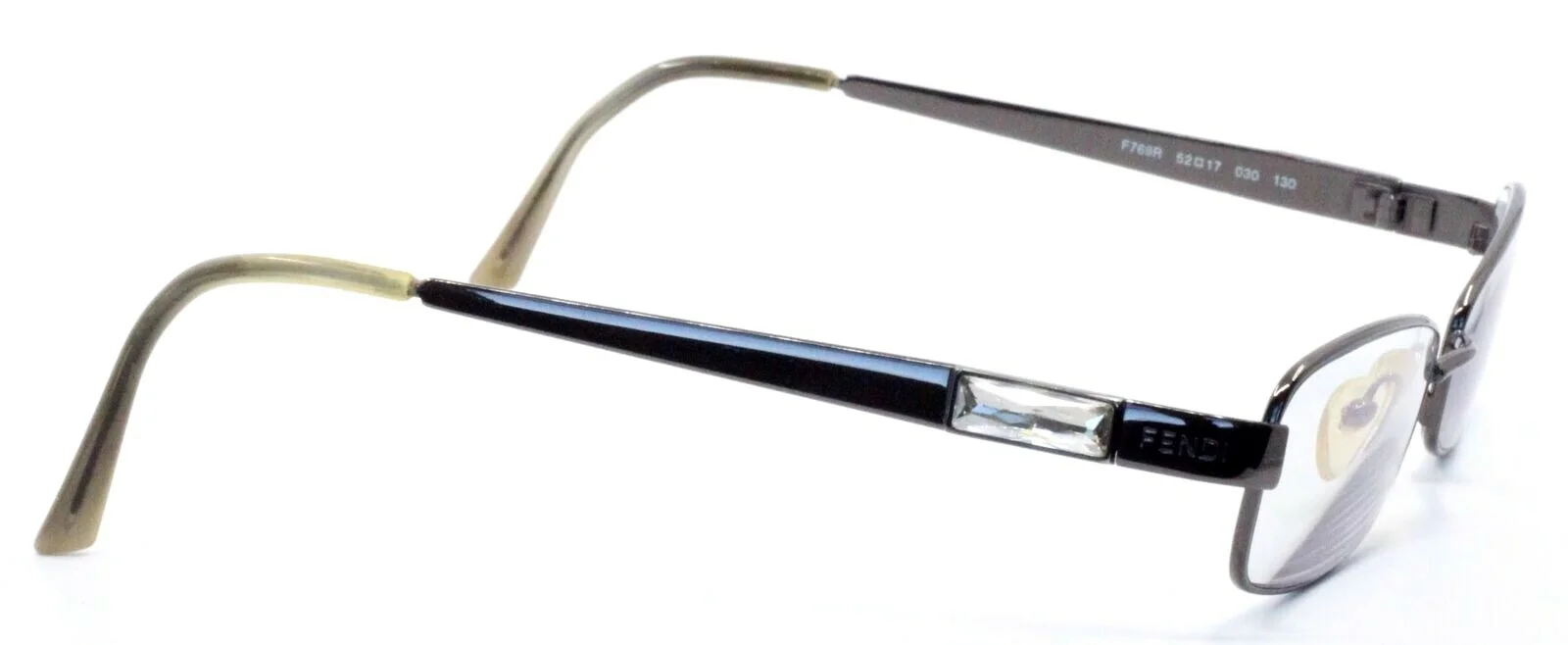FENDI F769R 030 Gunmetal Jeweled Rectangle Italy Eyeglasses 52-17-130 PRE-OWNED 4