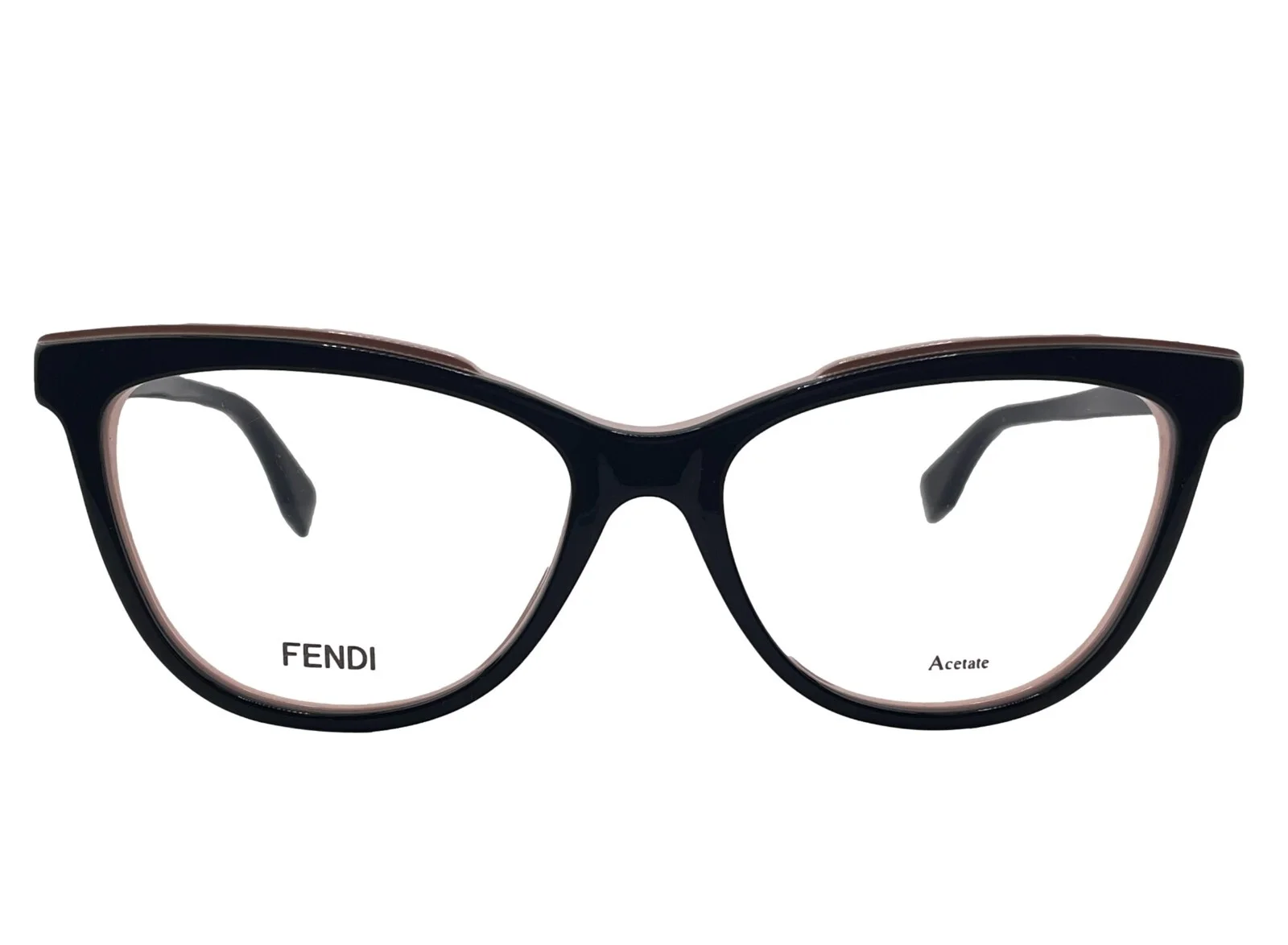 Fendi FF 0255 807 Black / Pink Cat Eye Eyeglasses Frames 53mm 16mm 140mm 2