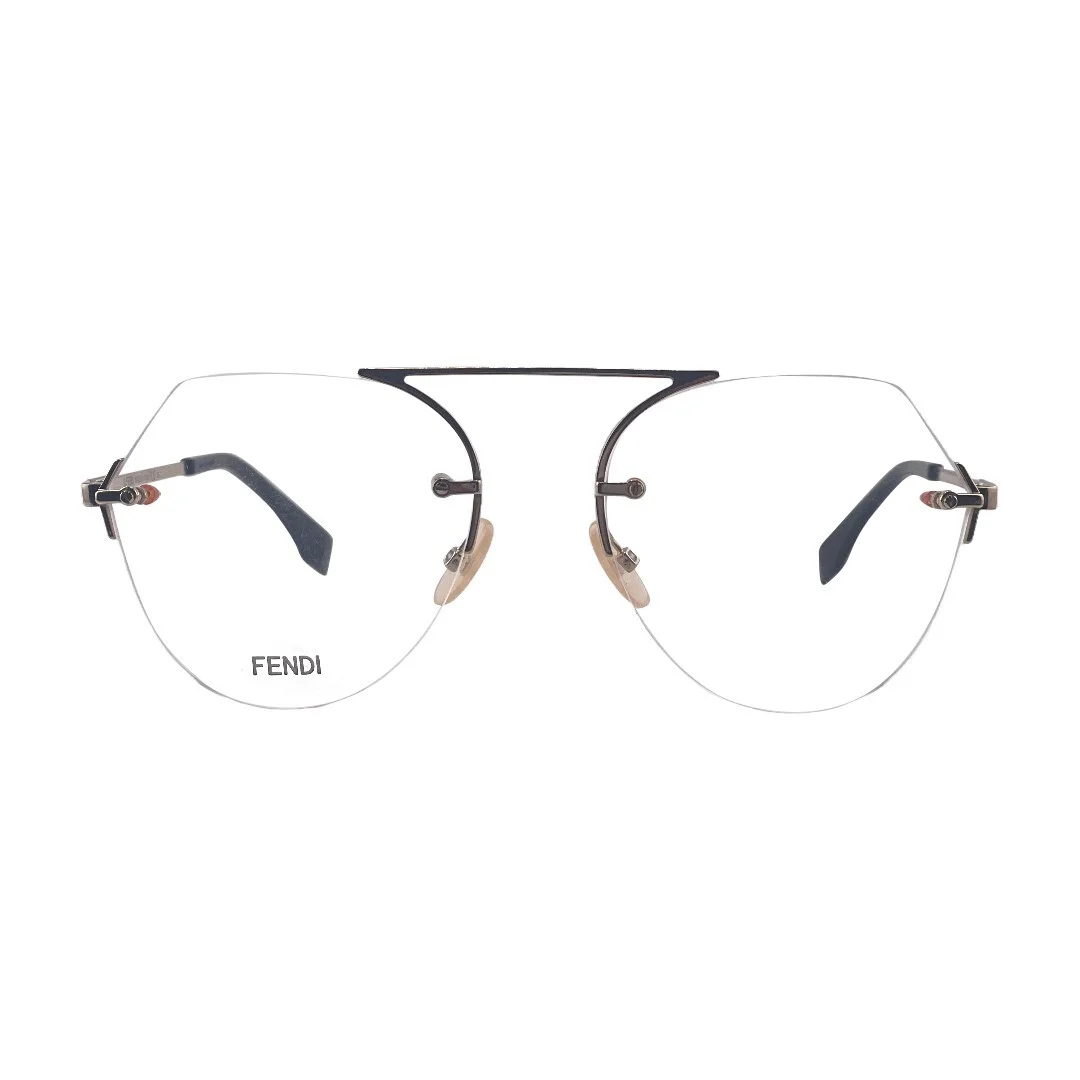 Fendi FF M0063 Gold Round Rimless Eyeglasses Frames 55mm 19mm 145mm