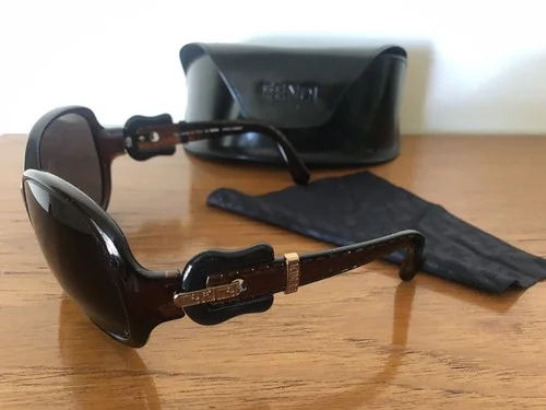 “FENDI” Vintage Brown Buckle Logo Large Glasses Frames (Rx) w/ Case & Wiper 2