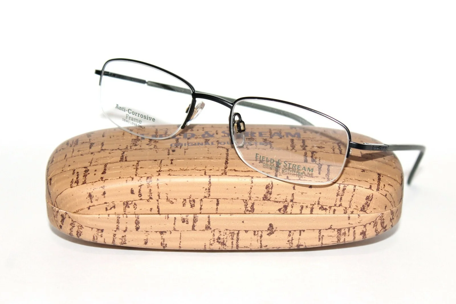 FIELD & STREAM FS014 ELKHORN BLK BLACK ANTI-CORROSIVE EYEGLASSES 53-20-140 CASE