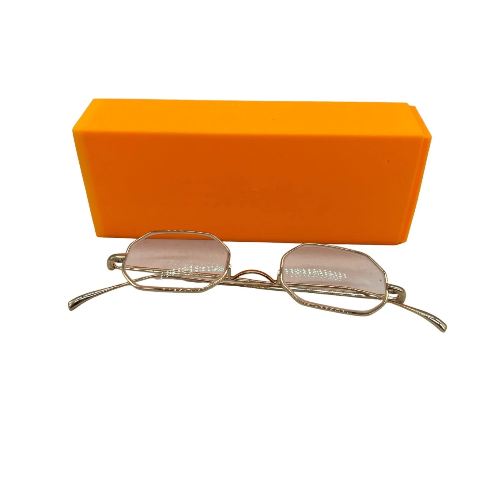 Firmoo Prescription Eyeglasses Womens 45 - 22 148 C4 N7705 Octagon Gold NEW 2