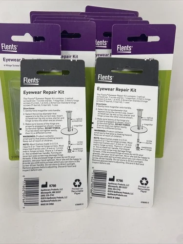 Flents Eyewear Repair Kit Lot Of 12. 4 Hinge Screw Sizes To Fit Most Frames New 3