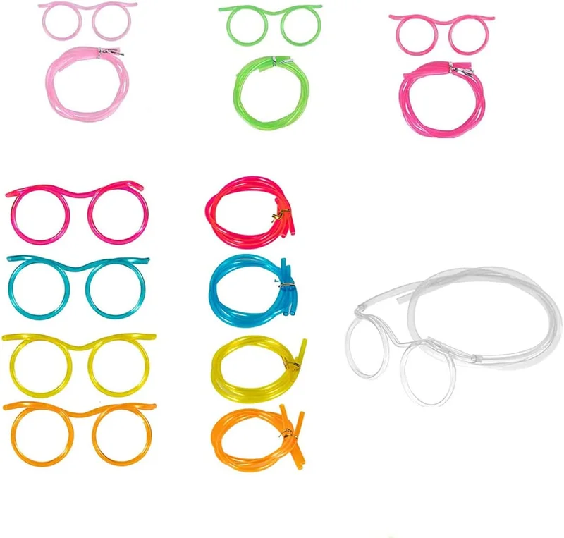 Flexible Soft Silly Straws, 8PCS Drinking Straw Eye Glasses, Silly Straw Glasses