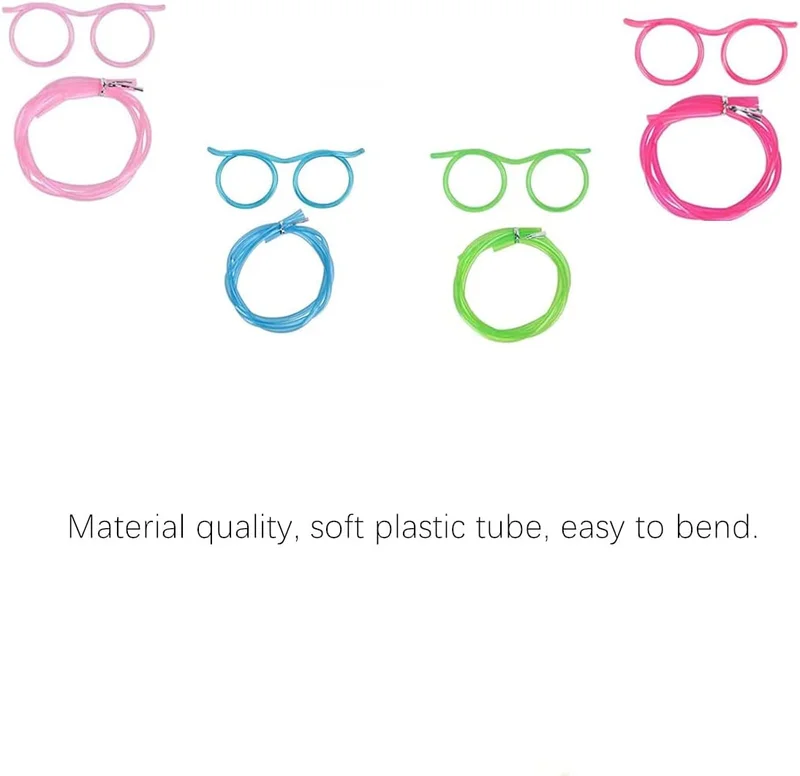 Flexible Soft Silly Straws, 8PCS Drinking Straw Eye Glasses, Silly Straw Glasses 3