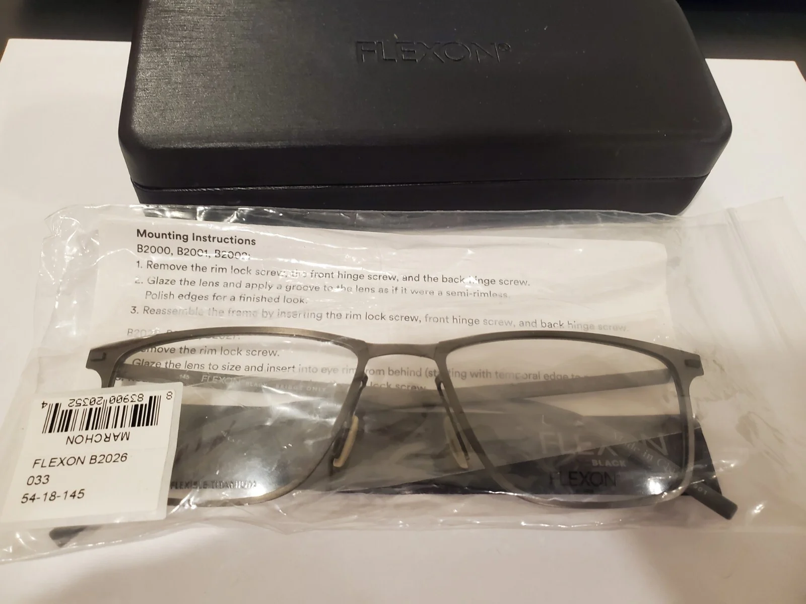 FLEXON B 2026 033 GUNMETAL Flexible Titanium Eyeglasses 54mm/18 with Case NEW 2