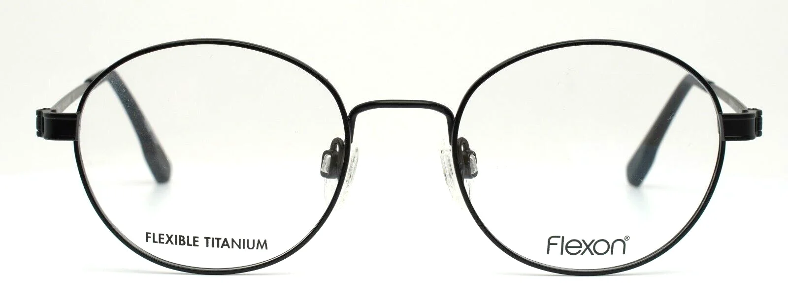 FLEXON E1081 001 Black Mens Round Full Rim Eyeglasses 49-19-145 B:42 w/Case 2