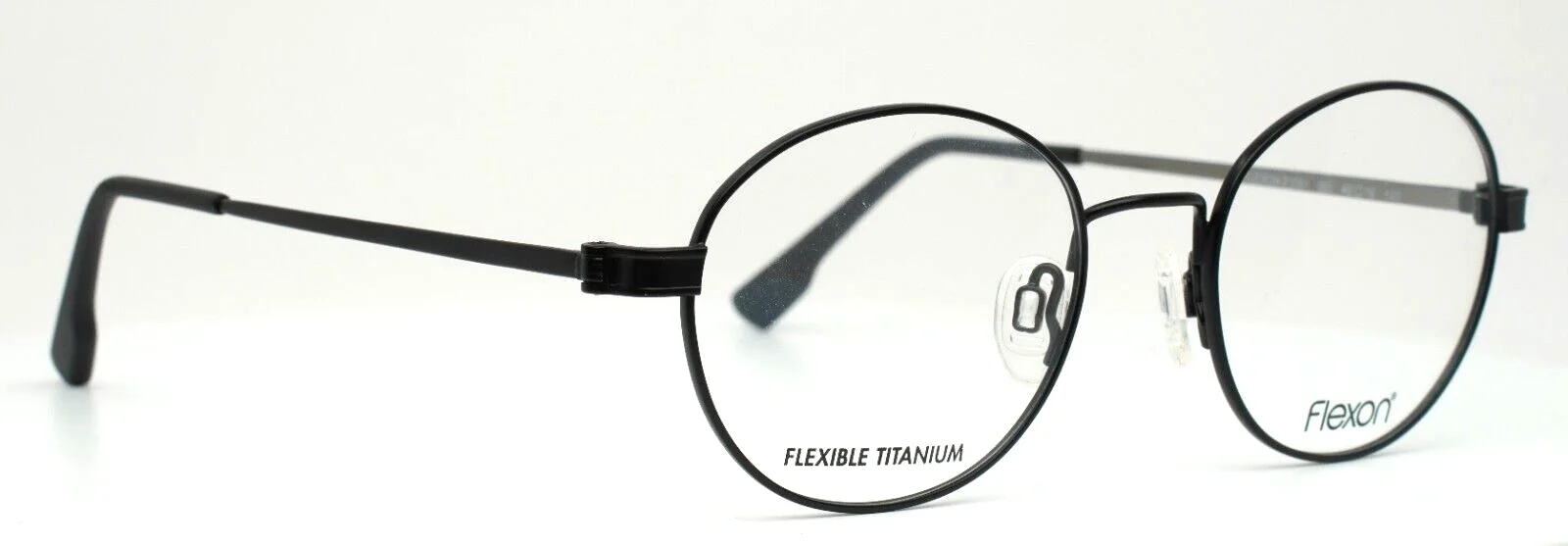 FLEXON E1081 001 Black Mens Round Full Rim Eyeglasses 49-19-145 B:42 w/Case 3