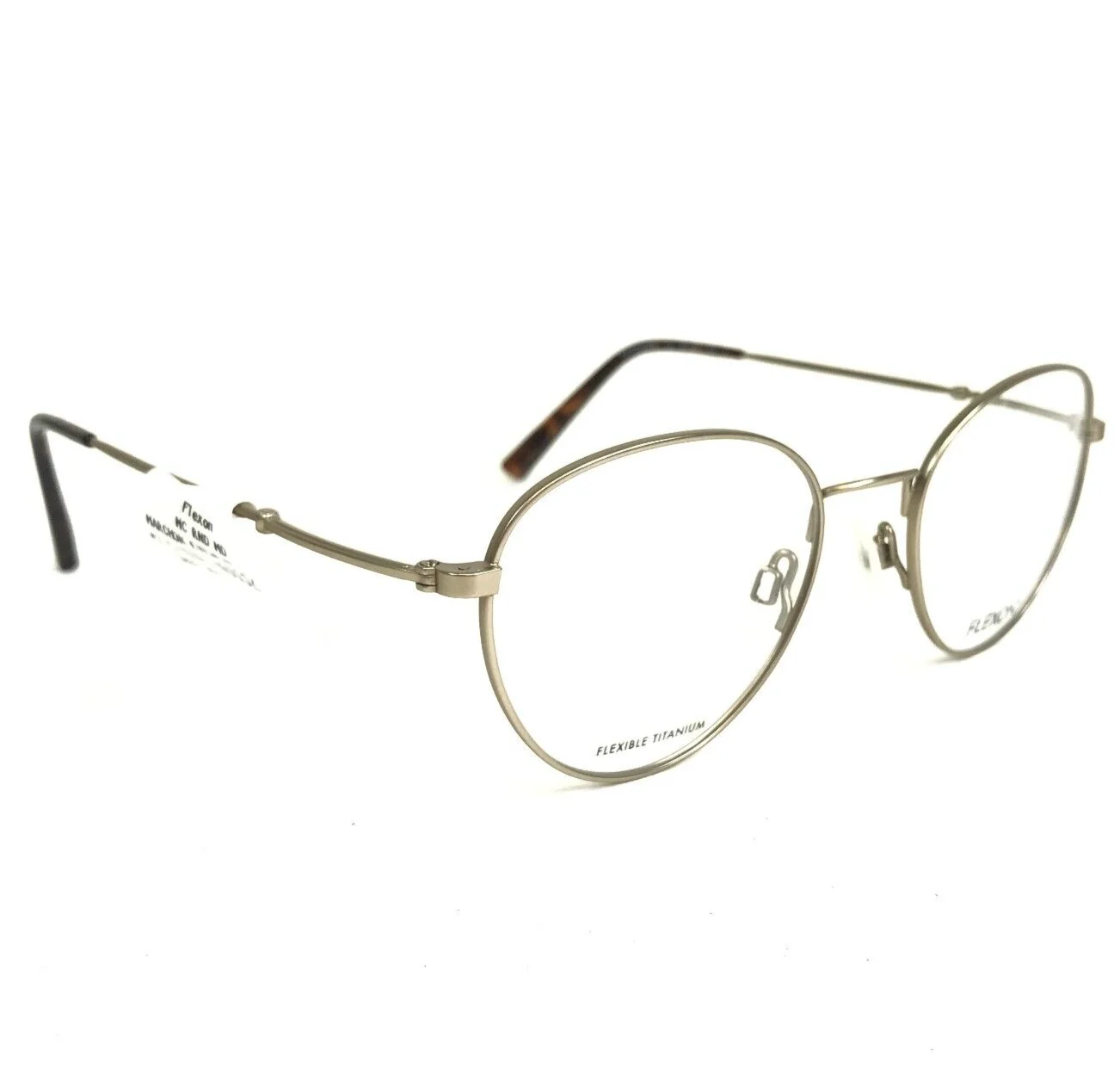Flexon Eyeglasses Frames H6032 710 Gold Round Full Wire Rim 50-20-145
