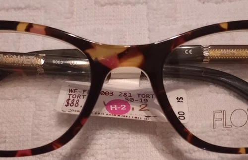 Flower FLR6003 281 Womens Tokyo Tortoise Full Rim Rectangle Frames 50-19-140 NWT 3
