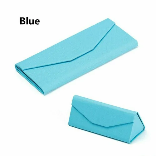 Foldable Eyeglass Storage Case Glasses Triangular Leather Hard Protecting Box